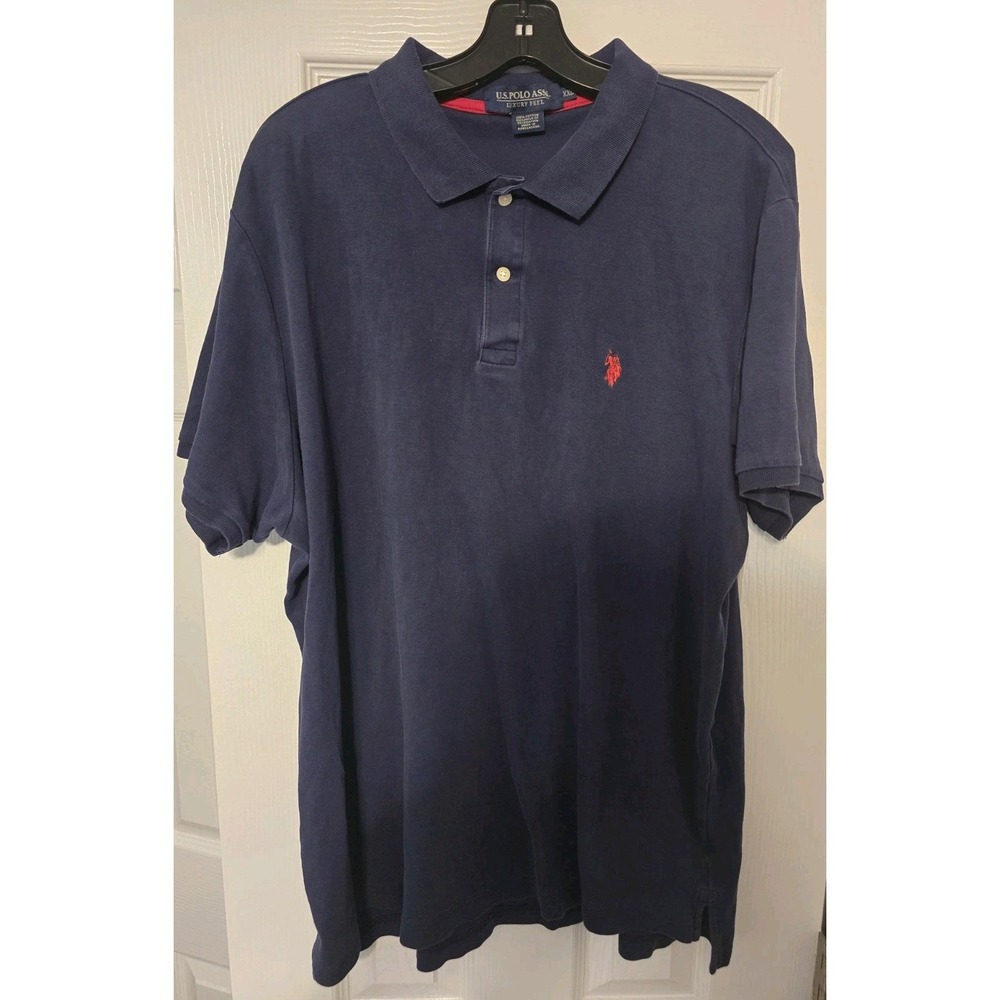 US Polo Assn Mens Polo Shirt Luxury Feel Navy Blue Short Sleeve Size XXL